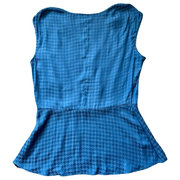 Chelsea28 sleeveless NWT Peplum Blue Houndstooth Top, Size M - Picture 2 of 5